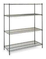 Four Shelf Epoxy Green Wire Shelving